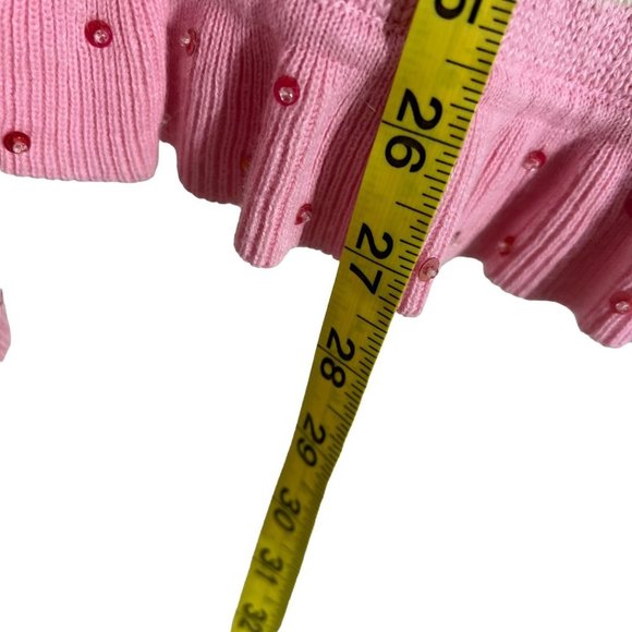 Storybrook Knits Pink V Neck Polka Dot Ramie Cotton Blend Cardigan Large - Picture 8 of 8